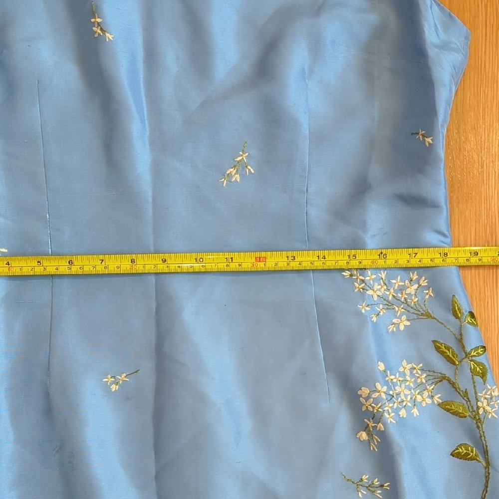 Ann Taylor Vintage 90s Y2K Minimalism Pure Silk Blue floral dress 16 Petite - Picture 9 of 11